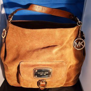 New Michael Kors Brown Suede Hudson Downtown Hobo